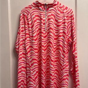 Lady Hagan Pink, Orange, and White Striped Women’s Quarter Zip